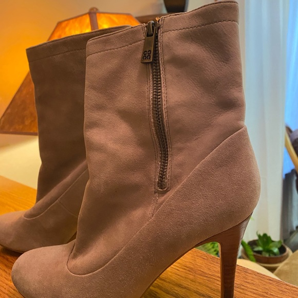Coach light grayish/tan suede booties. Size 7. Worn twice. - Picture 1 of 6